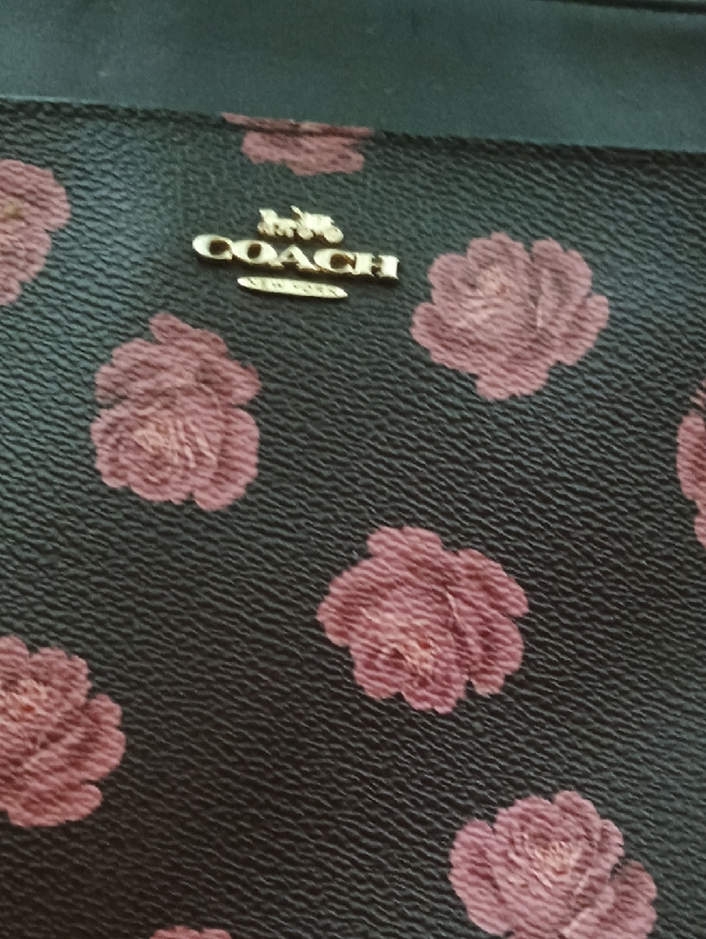 Coach Brown Crossbody Bag with Pink Rose Print - Picture 2 of 4